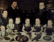 unknow artist, Lord Cobham with his wife and her sister Jane and their six Children painted in 1567